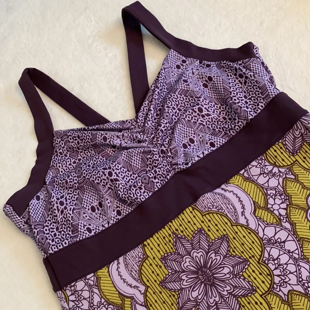 Prana | Amaya Athletic Active Dress Lupine Scallop Purple/Green Mandala Print S - Picture 5 of 16